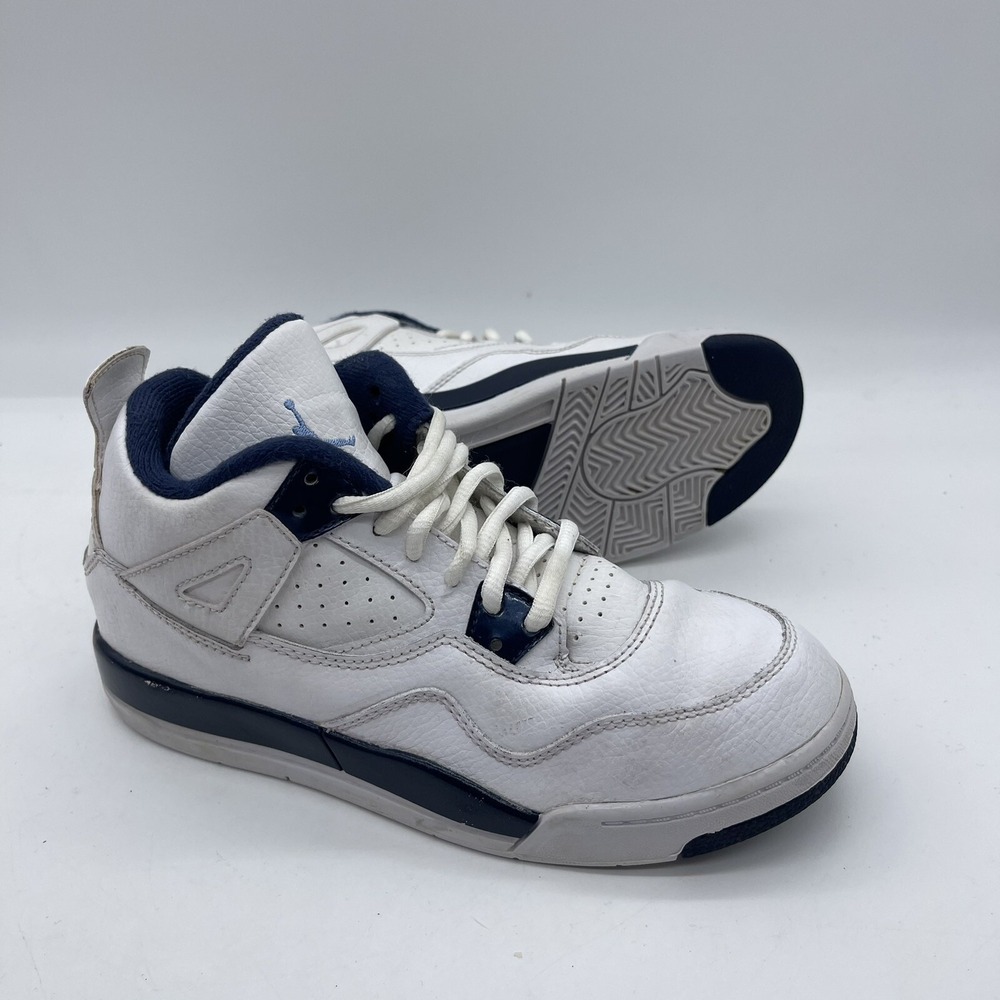 Jordan 4 Retro LS Legend Boys' Size 3Y Sneakers 707430-107 White Navy Blue Shoes
